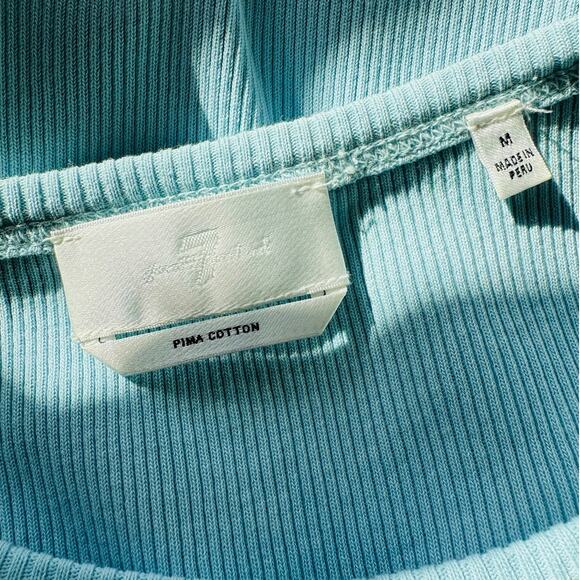 7 For All Mankind Baby Blue High Neck Ribbed Tank Top M - Picture 7 of 9